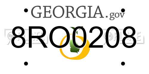 8RO0208 Georgia License Plate