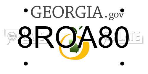 8ROA80 Georgia License Plate