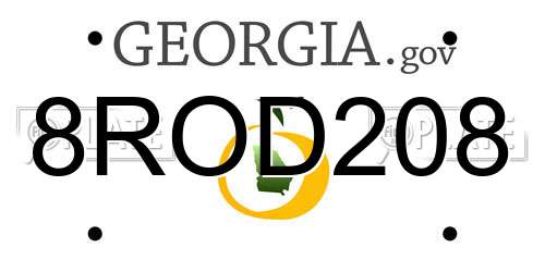 8ROD208 Georgia License Plate