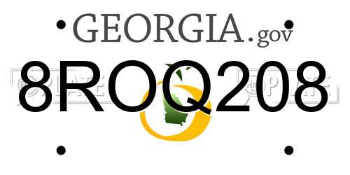 8ROQ208 Georgia License Plate