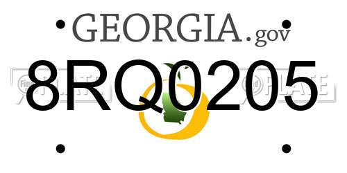 8RQ0205 Georgia License Plate