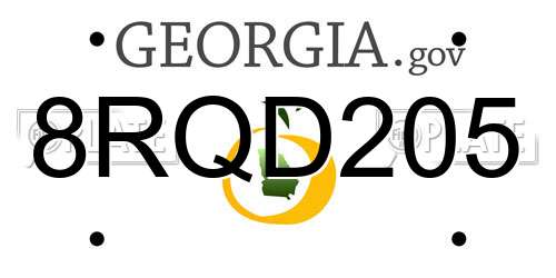 8RQD205 Georgia License Plate