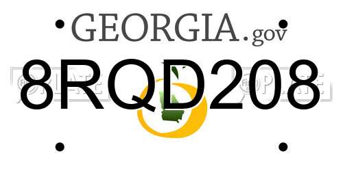 8RQD208 Georgia License Plate
