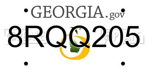 8RQQ205 Georgia License Plate