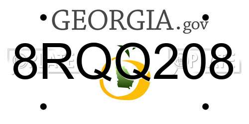 8RQQ208 Georgia License Plate