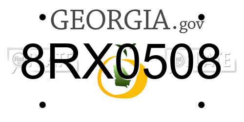8RX0508 Georgia License Plate
