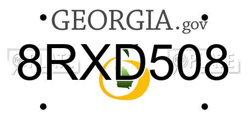 8RXD508 Georgia License Plate