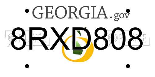 8RXD808 Georgia License Plate