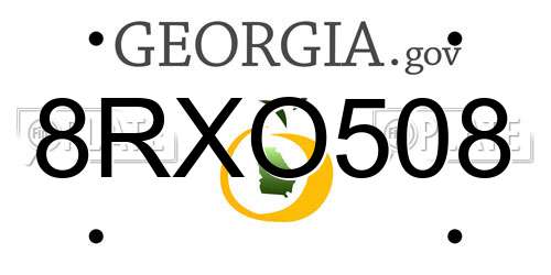 8RXO508 Georgia License Plate