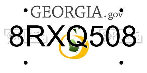 8RXQ508 Georgia License Plate