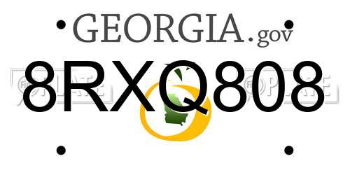 8RXQ808 Georgia License Plate