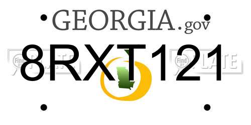 8RXT121 Georgia License Plate