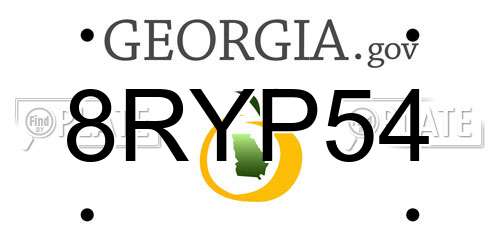 8RYP54 Georgia License Plate