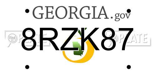 8RZK87 Georgia License Plate