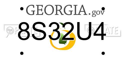 8S32U4 Georgia License Plate