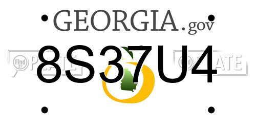 8S37U4 Georgia License Plate