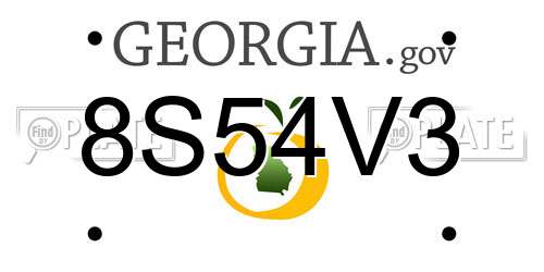 8S54V3 Georgia License Plate