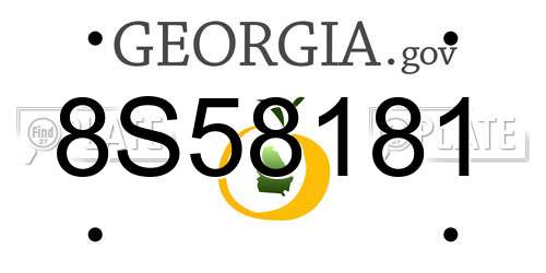 8S58181 Georgia License Plate
