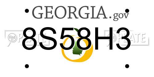 8S58H3 Georgia License Plate