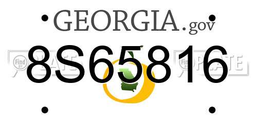 8S65816 Georgia License Plate