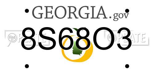 8S68O3 Georgia License Plate