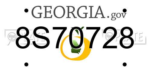 8S70728 Georgia License Plate