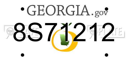 8S71212 Georgia License Plate