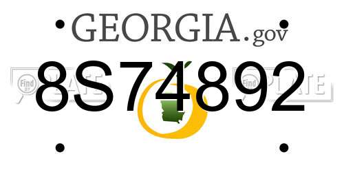 8S74892 Georgia License Plate