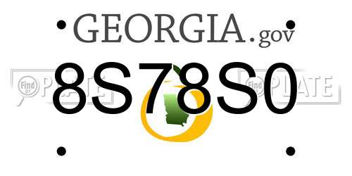 8S78S0 Georgia License Plate