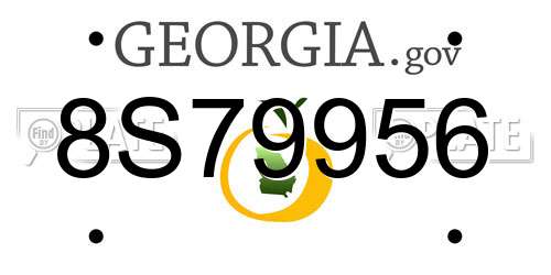 8S79956 Georgia License Plate
