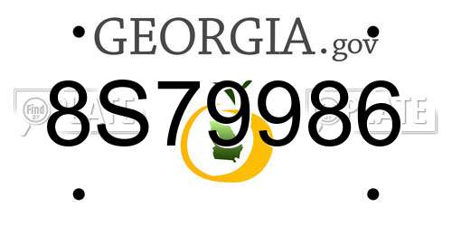 8S79986 Georgia License Plate