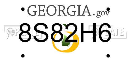 8S82H6 Georgia License Plate