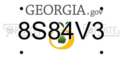 8S84V3 Georgia License Plate