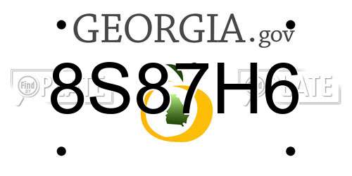 8S87H6 Georgia License Plate