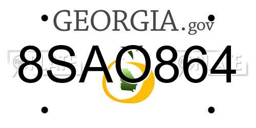 8SAO864 Georgia License Plate