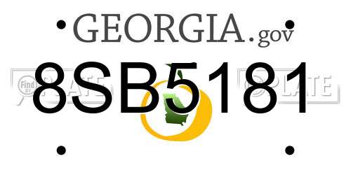 8SB5181 Georgia License Plate