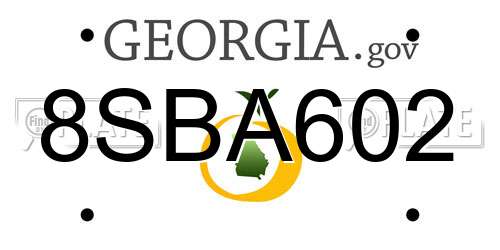 8SBA602 Georgia License Plate