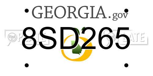 8SD265 Georgia License Plate