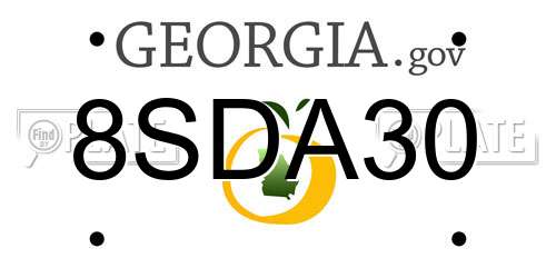 8SDA30 Georgia License Plate