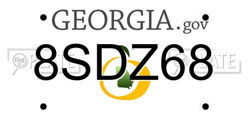 8SDZ68 Georgia License Plate
