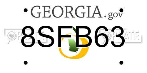 8SFB63 Georgia License Plate