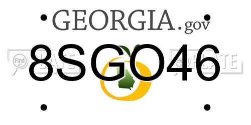 8SGO46 Georgia License Plate