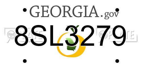 8SL3279 Georgia License Plate