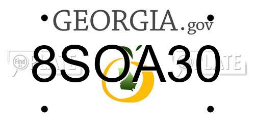 8SOA30 Georgia License Plate