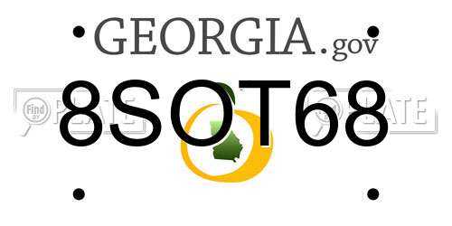 8SOT68 Georgia License Plate