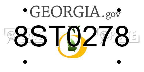 8ST0278 Georgia License Plate