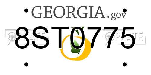 8ST0775 Georgia License Plate
