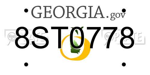 8ST0778 Georgia License Plate