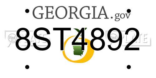 8ST4892 Georgia License Plate