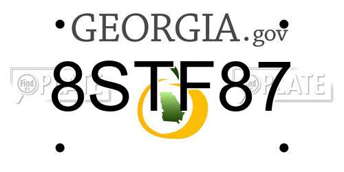 8STF87 Georgia License Plate